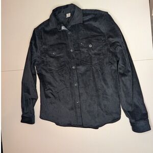 The Black Dog Tavern Co Corduroy Shirt Jacket Mens M Black Button Up Long Sleeve